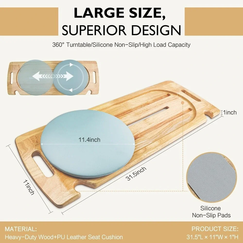 Kapvis Transfer Board 31.5x11x1 in 500 lb Capacity Wood 360 Turntable Wheelchair